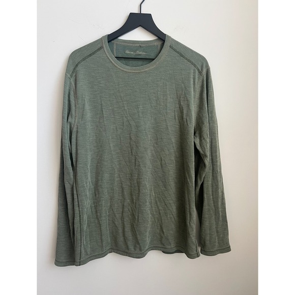 Tommy Bahama Shirt  Men's Large  Green TENCEL Modal Long Sleeve Crew Neck Shirt - Picture 1 of 6